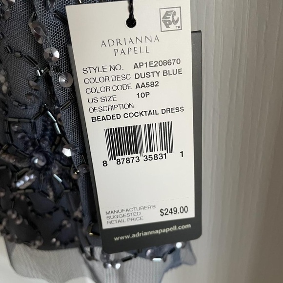 Nwt Adrianna Papell Women's V-Neck Mini Beaded Cocktail Party Dress i - Picture 12 of 14